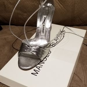 Manolo Blahnik Silver Sandals Size 37.5